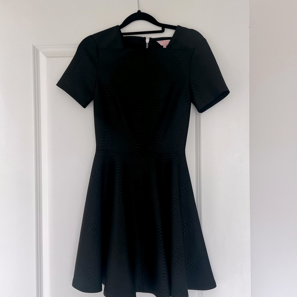 LBD Ted Baker snake print black dress MIYU